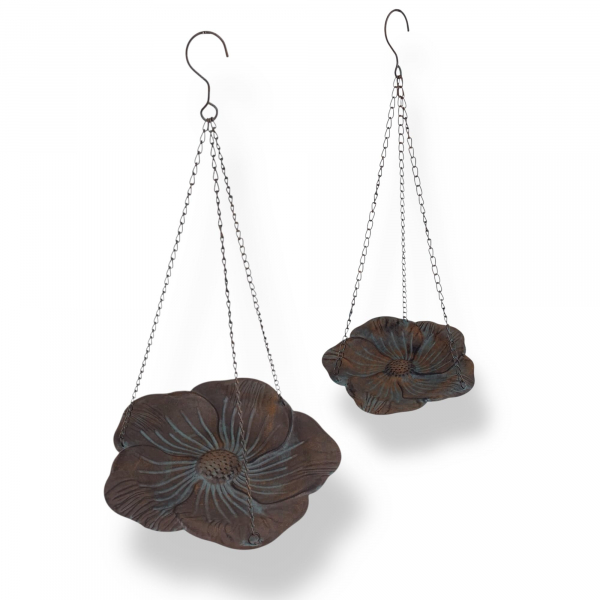 Vogeltränke Blatt Set – 2er Set hängende Vogelbäder aus Metall im Vintage Stil